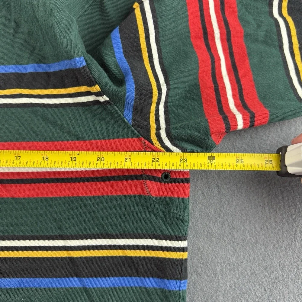 J Crew Shirt Men's L Green Rugby Polo Oarsman Corduroy Collar Striped Retro Y2K - Picture 7 of 9